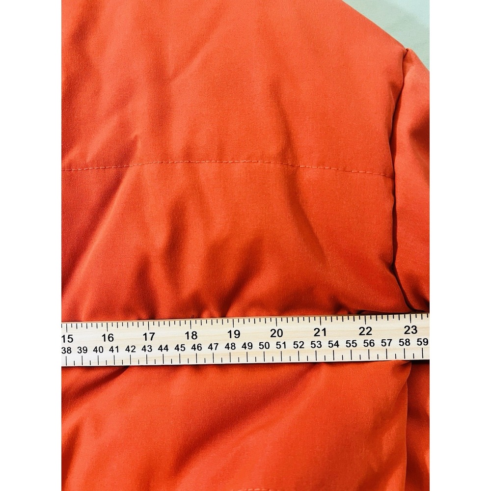 Orange Puffer Jacket Womens Zip Up Quilted Winter Coat Ribbed Cuffs Medium - Picture 12 of 13